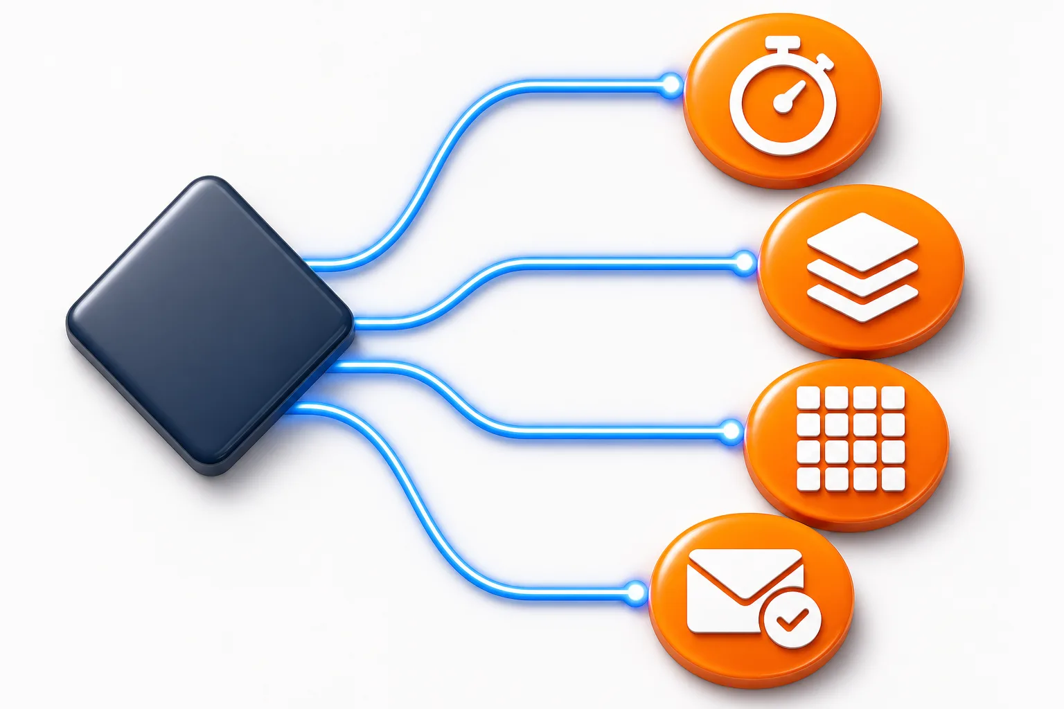 A single bottleneck question splitting into three or four outcome badges, each pointing to a different audit software group.